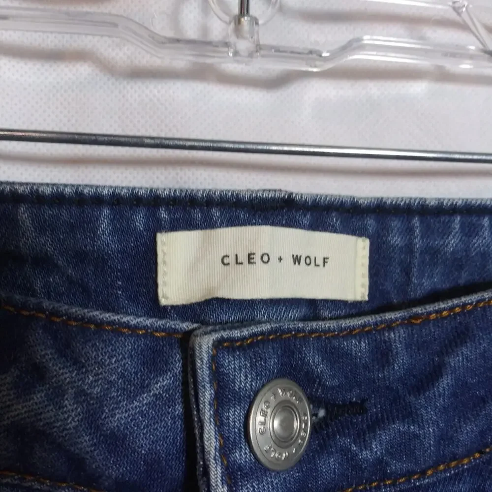 Cleo + Wolf Women's High Rise Straight Dark Wash Button Fly Denim Jean Size 28 - Picture 5 of 13